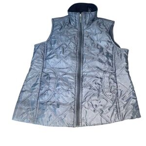 Jane Ashley Gray Zip Up Puffer Vest Size Medium